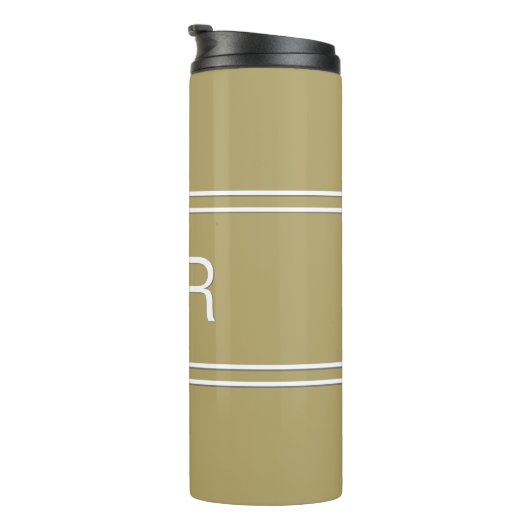 Monogrammen Initialen Reis Drinkware Gold White Thermosbeker (Geroteerd rechts)