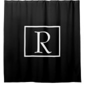 Monogrammen Initialen zwart-wit, aangepaste klasse Douchegordijn (Voorkant)