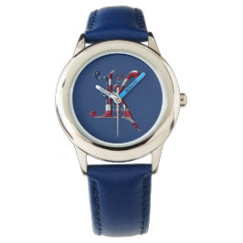 Monogrammen K American Flag Colors Horloge