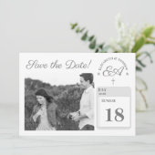 Monogrammen katholiek save the date (Staand voorkant)