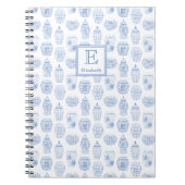Monogrammen: Klassiek blauw en witte gember pot Notitieboek (Voorkant)