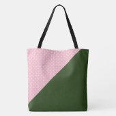 Monogrammen kleurblok, roze/groene wandelpunten tote bag (Achterkant)