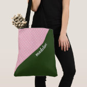 Monogrammen kleurblok, roze/groene wandelpunten tote bag (Dichtbij)
