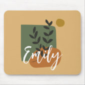 Monogrammen kleuren Beige en Groen Eenvoudig Muismat (Voorkant)