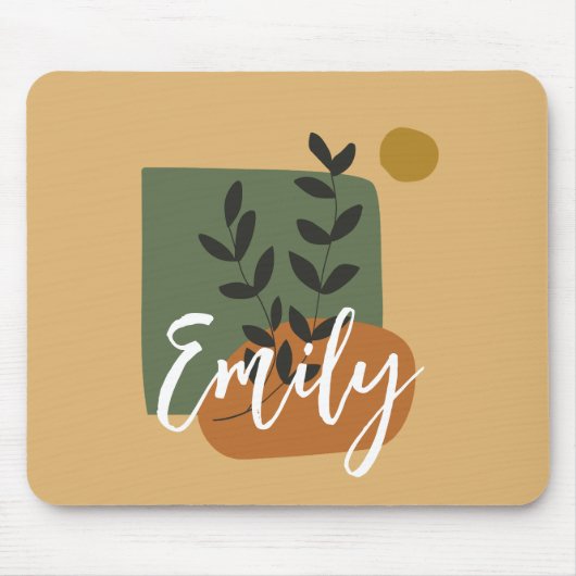 Monogrammen kleuren Beige en Groen Eenvoudig Muismat (Voorkant)