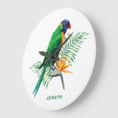 Monogrammen kleurrijke papegaai en bloemen grote klok (Hoek)