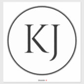 Monogrammen Koppelnaam Zwart Wit Beginletters Sticker (Vel)