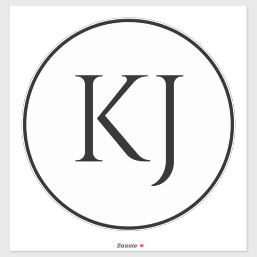 Monogrammen Koppelnaam Zwart Wit Initiaal Letters Sticker (Vel)