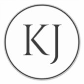 Monogrammen Koppelnaam Zwart Wit Initiaal Letters Sticker (Voorkant)