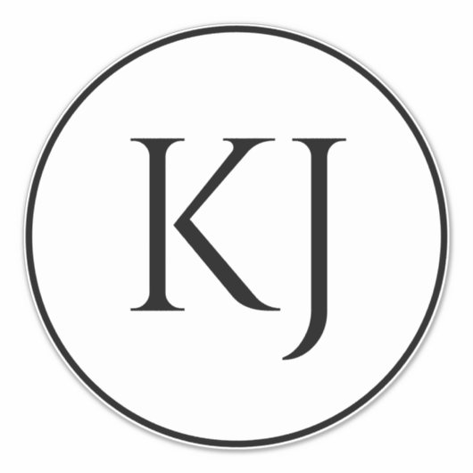 Monogrammen Koppelnaam Zwart Wit Initiaal Letters Sticker (Voorkant)