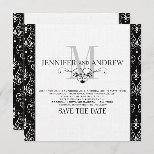 Monogrammen Kroonluchter Save the Date Aankondigin (Voorkant / Achterkant)