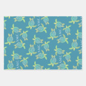 Monogrammen Kustroodblauw Zee Blauw geel Groen Inpakpapier Vel (Voorkant 3)