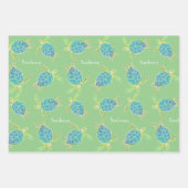 Monogrammen Kustroodblauw Zee Blauw geel Groen Inpakpapier Vel (Voorkant)