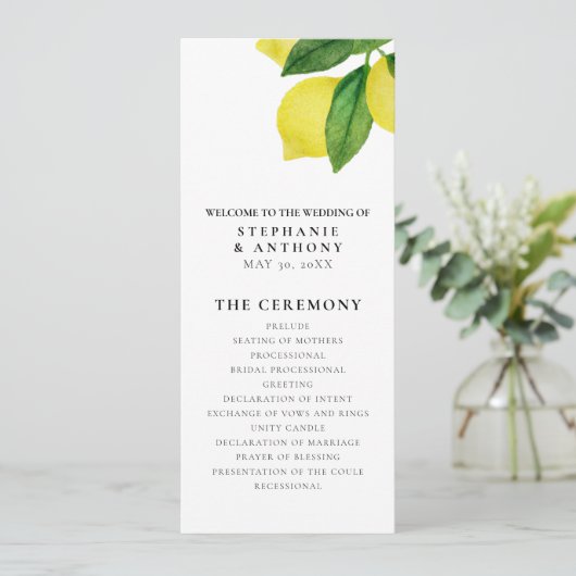 Monogrammen Lemon Branch Greenery De perfecte matc Programmakaart (Staand voorkant)
