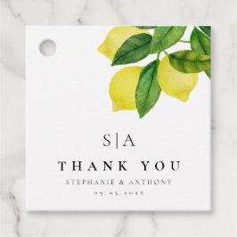 Monogrammen Lemon Citrus Branch Greenery Wedding Bedankjes Labels