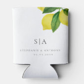 Monogrammen Lemon Citrus Branch Greenery Wedding Blikjeskoeler (Achterkant)