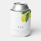 Monogrammen Lemon Citrus Branch Greenery Wedding Blikjeskoeler (Blikje Achterkant)