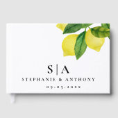 Monogrammen Lemon Citrus Branch Greenery Wedding Gastenboek (Voorkant)