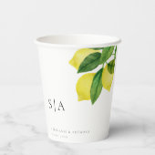 Monogrammen Lemon Citrus Branch Greenery Wedding Papieren Bekers (Achterkant)