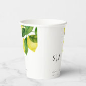 Monogrammen Lemon Citrus Branch Greenery Wedding Papieren Bekers (Rechts)