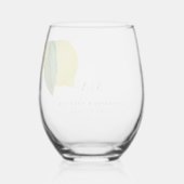 Monogrammen Lemon Citrus Branch Greenery Wedding Wijnglas Zonder Voet (Achterkant)