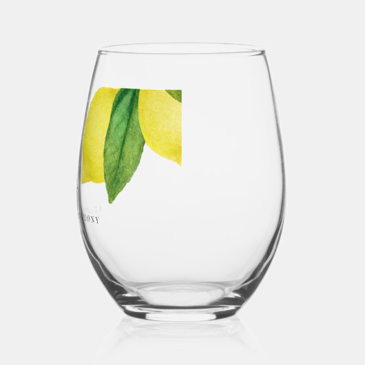 Monogrammen Lemon Citrus Branch Greenery Wedding Wijnglas Zonder Voet (Links)