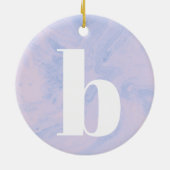 Monogrammen Letter pastel Lavender Pink Kerstmis Keramisch Ornament (Achterkant)