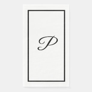 Monogrammen Letter Zwart Wit Vrijgezellenfeest bru Servet