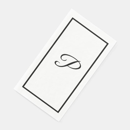 Monogrammen Letter Zwart Wit Vrijgezellenfeest bru Servet (Hoek)