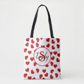 monogrammen liefde Rood hart op wit Tote Bag (Voorkant)