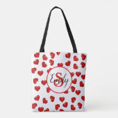 monogrammen liefde Rood hart op wit Tote Bag (Achterkant)