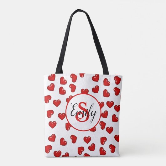 monogrammen liefde Rood hart op wit Tote Bag (Achterkant)