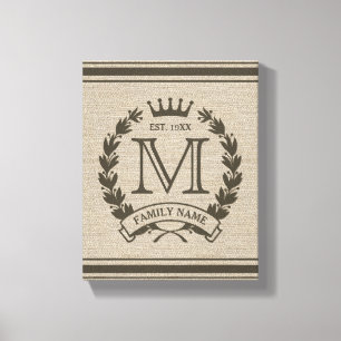 Monogrammen Logo Burlap Kijk Canvas afdrukken