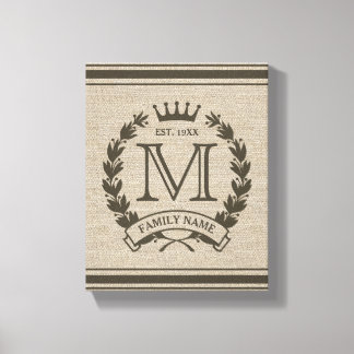Monogrammen Logo Burlap Kijk Canvas afdrukken