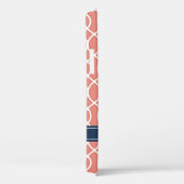 Monogrammen marineblauw roze rooster Case-Mate iPhone case (Achterkant / Rechts)