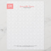 Monogrammen matig lichtroze en wit custom briefhoofd (Voorkant)