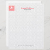 Monogrammen matig lichtroze en wit custom briefhoofd (Voorkant / Achterkant)