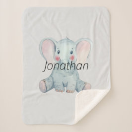 Monogrammen met schattige waterverf olifant Nurser Sherpa Deken