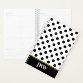 Monogrammen met zwarte en witte poka dot planner (Display)