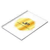 Monogrammen Metallic Gold Kijk Elegant Sjabloon Notitieboek (Linkerzijde)