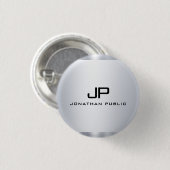 Monogrammen Metallic look Faux Silver Sjabloon Ronde Button 3,2 Cm (Voorkant /achterkant)