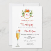 Monogrammen & Mimosas Kerst Vrijgezellenfeest Kaart (Voorkant)