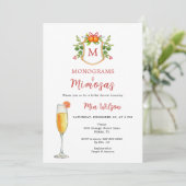 Monogrammen & Mimosas Kerst Vrijgezellenfeest Kaart (Staand voorkant)