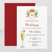 Monogrammen & Mimosas Kerst Vrijgezellenfeest Kaart (Voorkant / Achterkant)