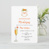 Monogrammen & Mimosas Vrijgezellenfeest Kaart (Staand voorkant)