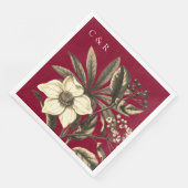 Monogrammen Modern Bourgogne Beige Kerst Roos Servet (Hoek)