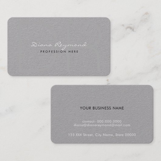 monogrammen, modern, elegant grijs pro premie visitekaartje (Voorkant / Achterkant)