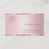 Monogrammen Modern Elegant Roos Gold Premium Thick Visitekaartje (Achterkant)