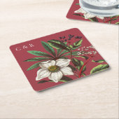 Monogrammen Modern  Rood Roos Kartonnen Onderzetters (Schuin)