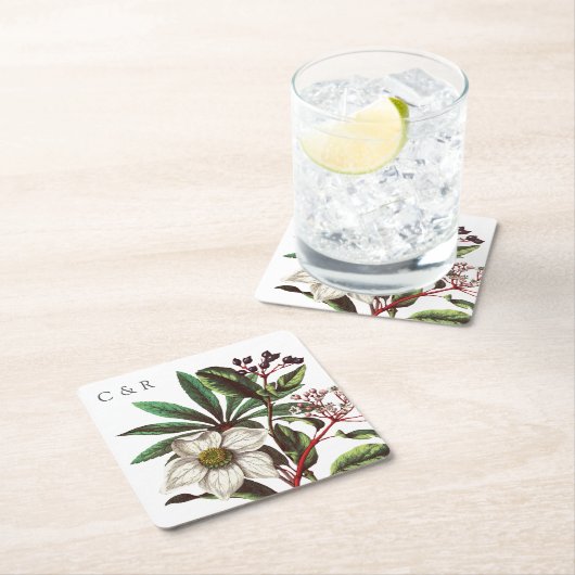 Monogrammen Modern  Rood Roos Kartonnen Onderzetters (Insitu)